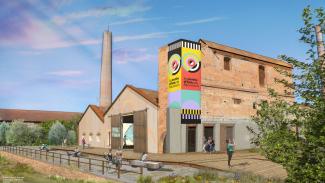 Pespective pente d'eau de Montech Site industriel de l'ancienne papeterie de Montech, en lieu et place de l'actuel Office de Tourisme de Montech